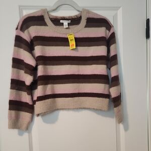 Full Tilt Striped Sweater in Pink, Brown, and Tan
